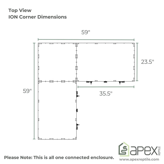 8'x2'x2' - Corner Swing Down - Black Premium HDPE Reptile Enclosure