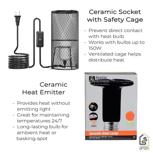 Solid Top Reptile Enclosure Heating & UVB Lighting Kit