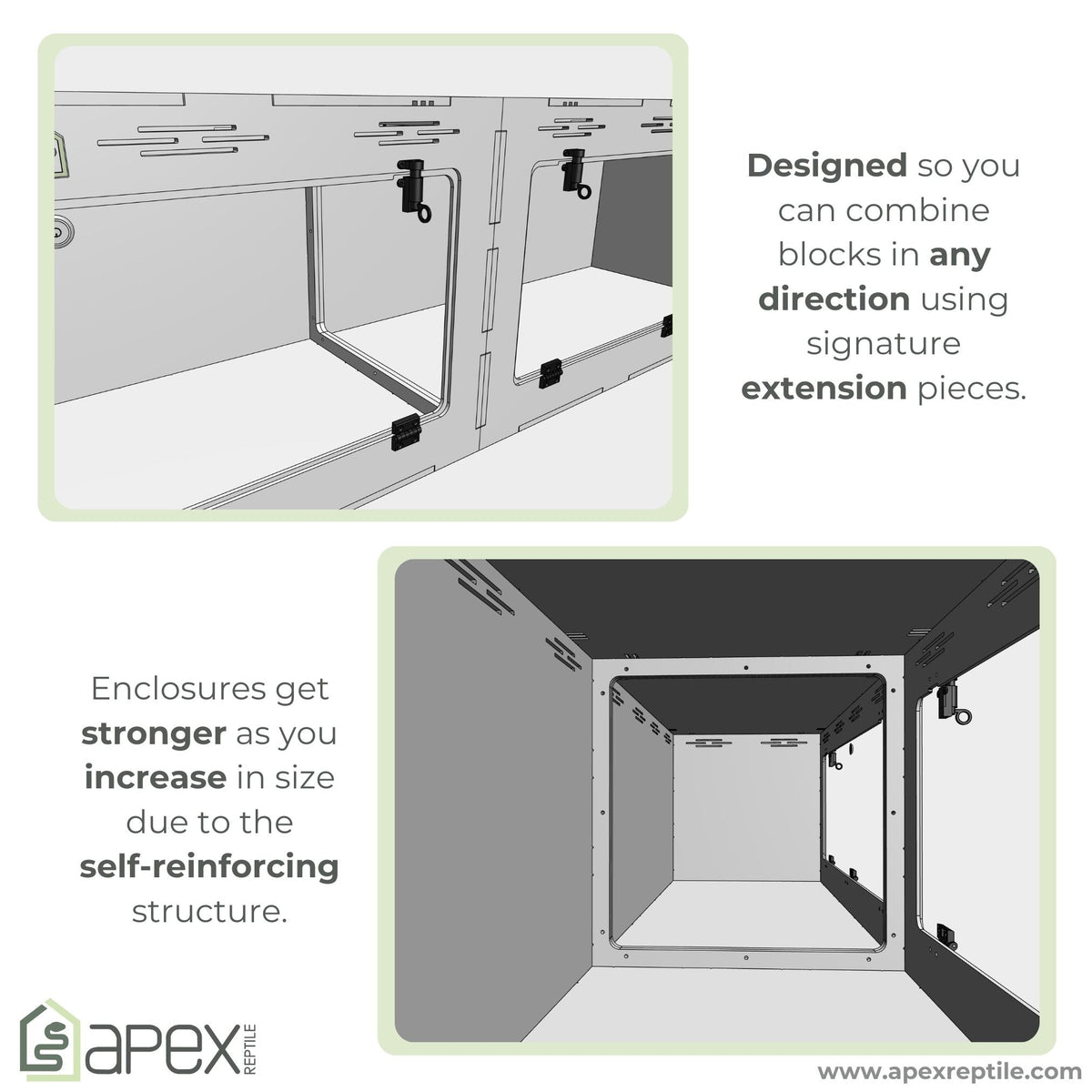 3'x2'x2' Swing Down - Black Premium HDPE Reptile Enclosure