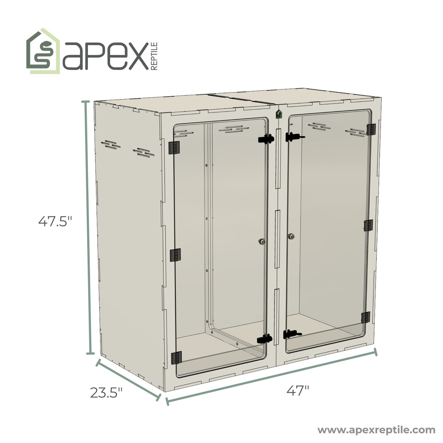 4'x2'x4' - Arboreal - White Premium HDPE Reptile Enclosure