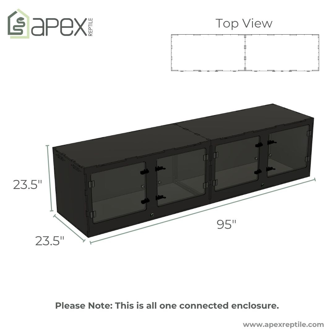 8'x2'x2' - Swing Out - Black Premium HDPE Reptile Enclosure
