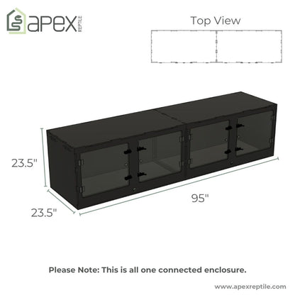 8'x2'x2' - Swing Out - Black Premium HDPE Reptile Enclosure