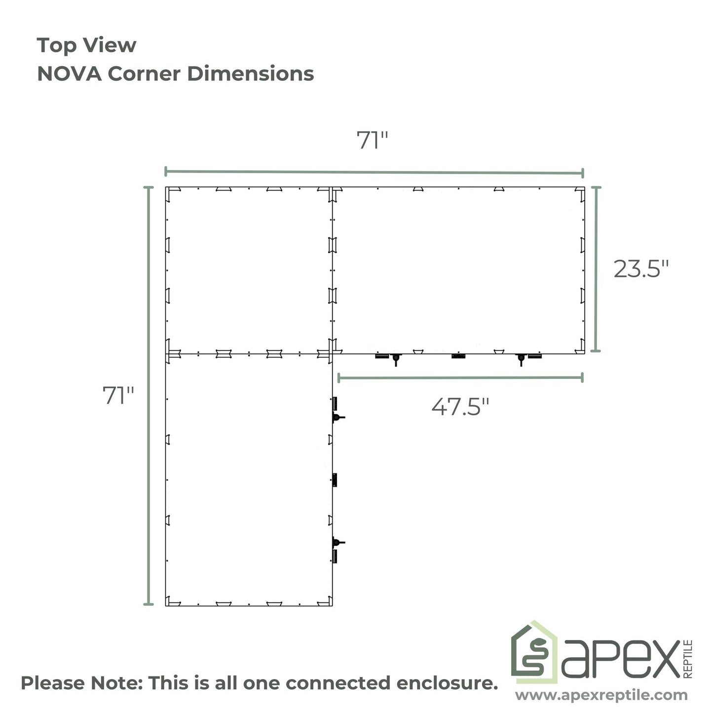 10'x2'x2' - Two Door Swing Down - Corner NOVA